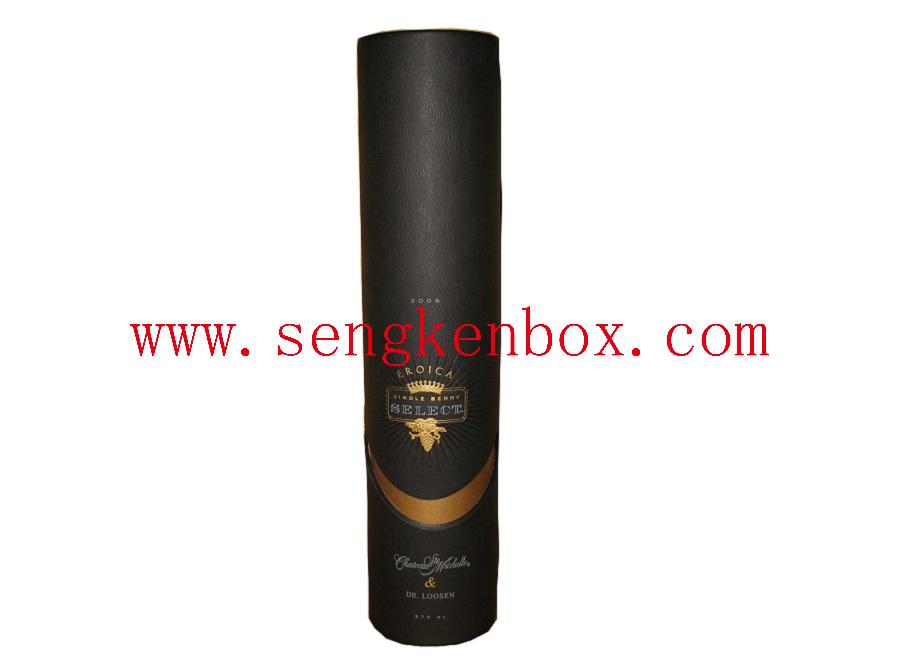 Gold Stamping Wine Packaging Cardboard Paper Tube with Rolled Edge