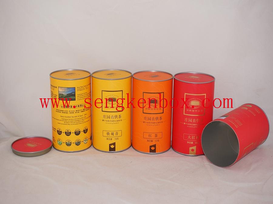 Wuyi Rock Tea Packaging Paper Cans with Airtight Tin Lid