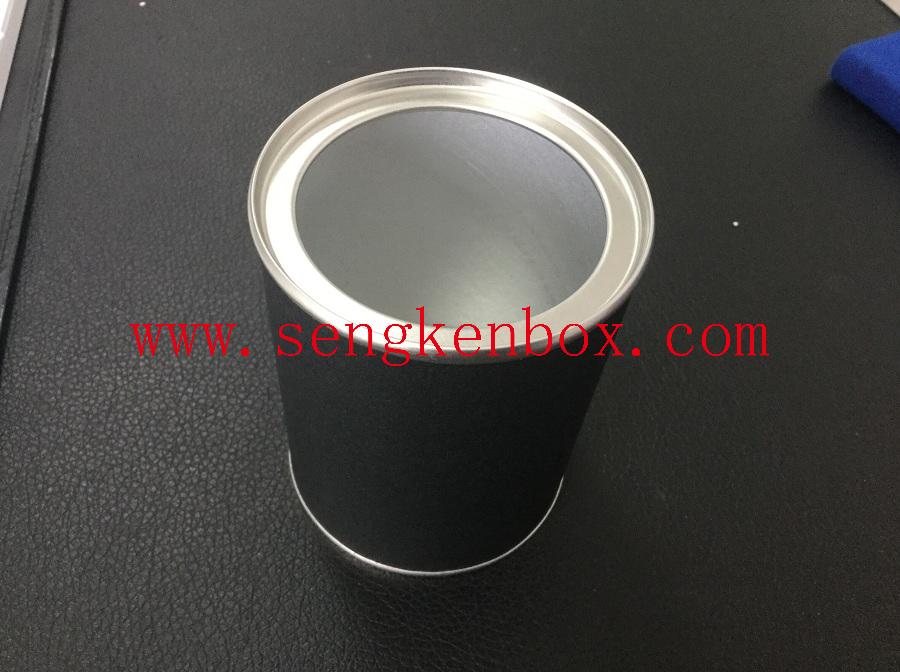 Black Paper Packaging Canister Sealed with Tinplate Ring