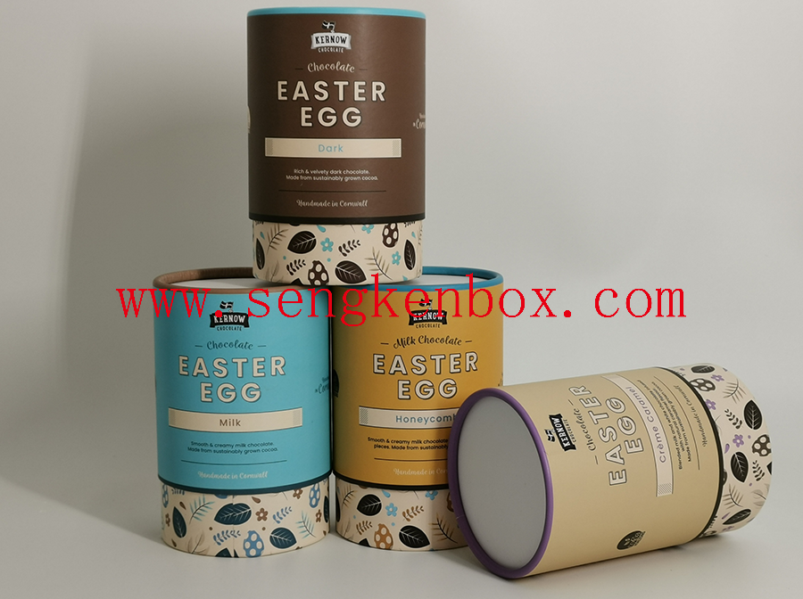 Two Pieces Rolled Edge Paper Cardboard Cans For Chocolate Packaging
