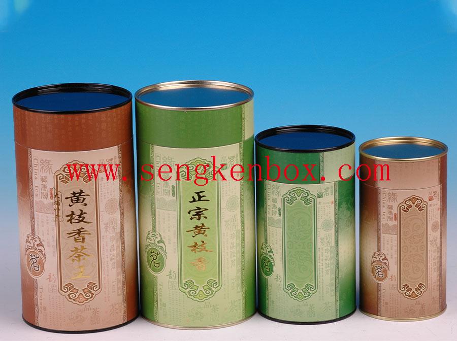 Color Optional Tea Packaging Paper Cardboard Cans with Tinplate Lids