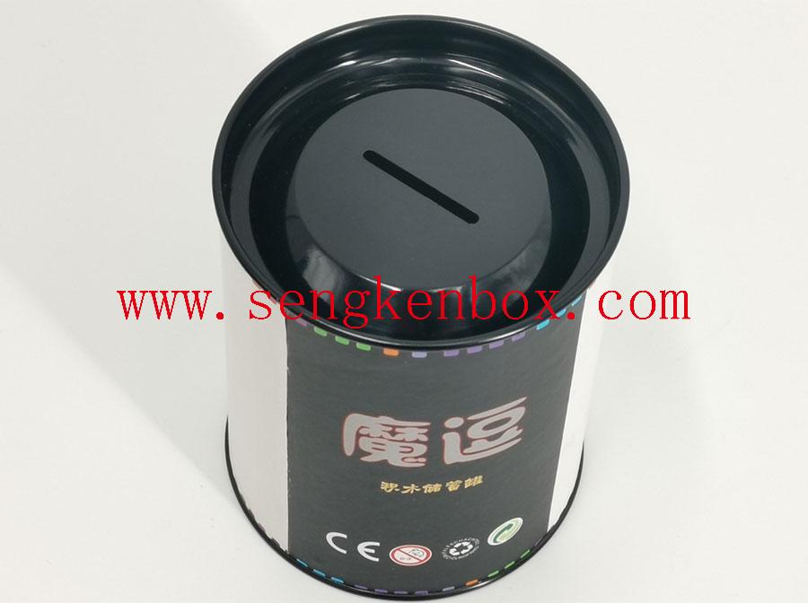 Paper Canister with Metal Coin Slot