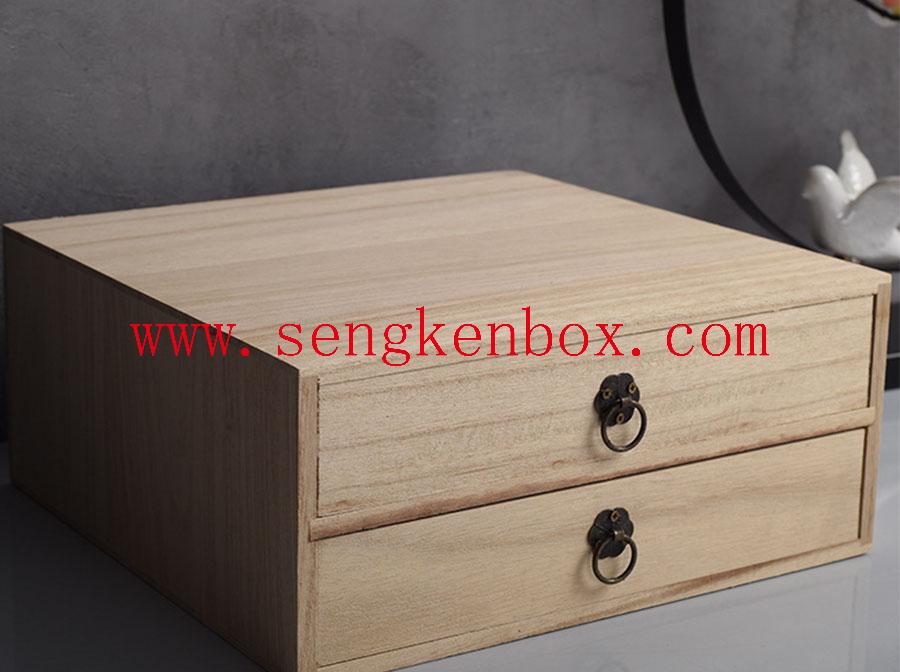 Wooden Box Packaging With Double Drawer