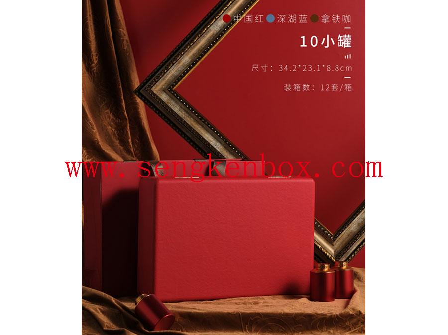 Boîte-cadeau de thé en cuir rouge de Chine