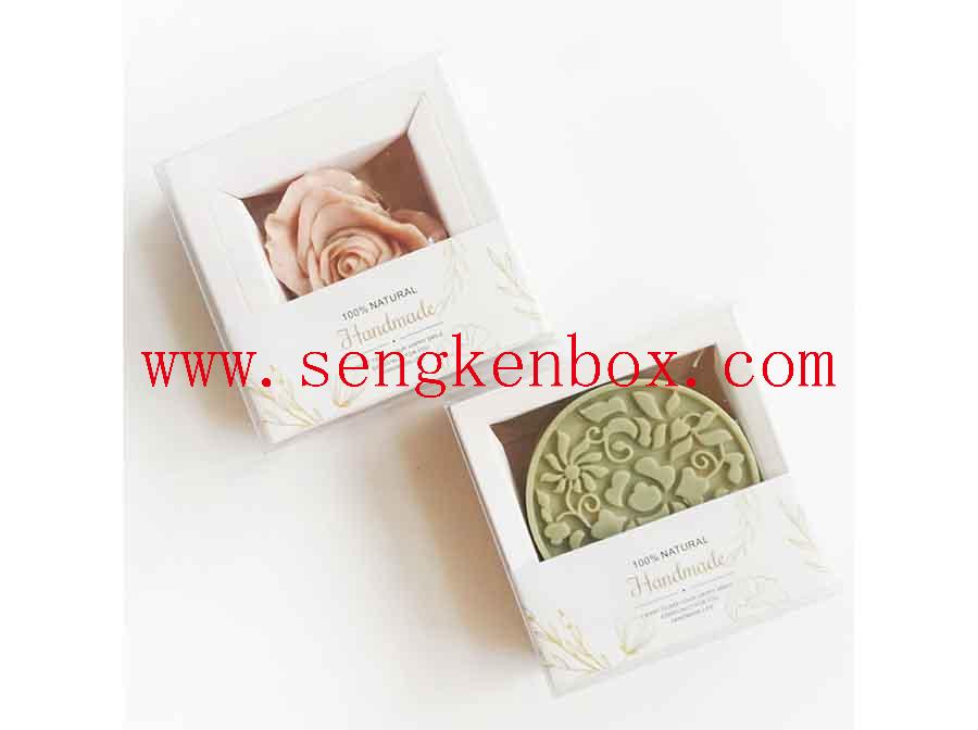Caisse d'emballage en papier savon fleur rose