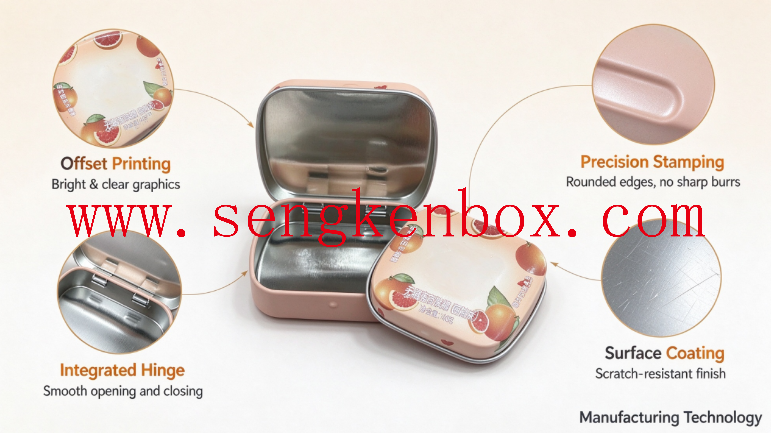 Portable Flip Lid Metal Tin