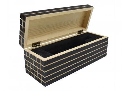 Black Striped Checked Wine Packaging Wooden Box