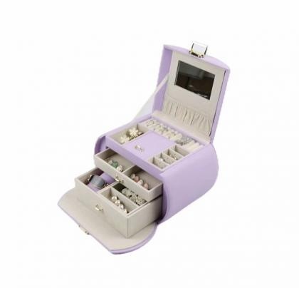 OEM et ODM PU Leather Portable Jewelry Case with Handle for Rings Necklaces Storage à vendre