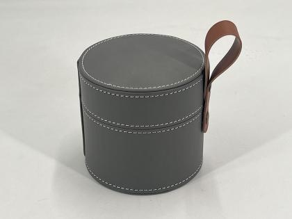 OEM et ODM Round leather box with handle for ceramic jar packaging à vendre