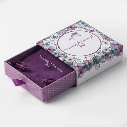 OEM et ODM Custom purple drawer jewelry packaging pouch and boxes with logo à vendre