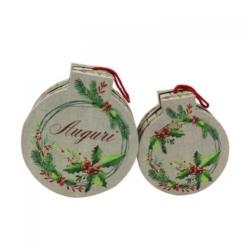 OEM et ODM Hot Sale 2 Sets Round Christmas Packaging Gift Box With Cotton Handle à vendre