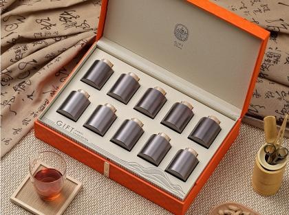 Leather Gift Box With Ten Small Jars