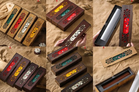Wood Incense Tube Boxes